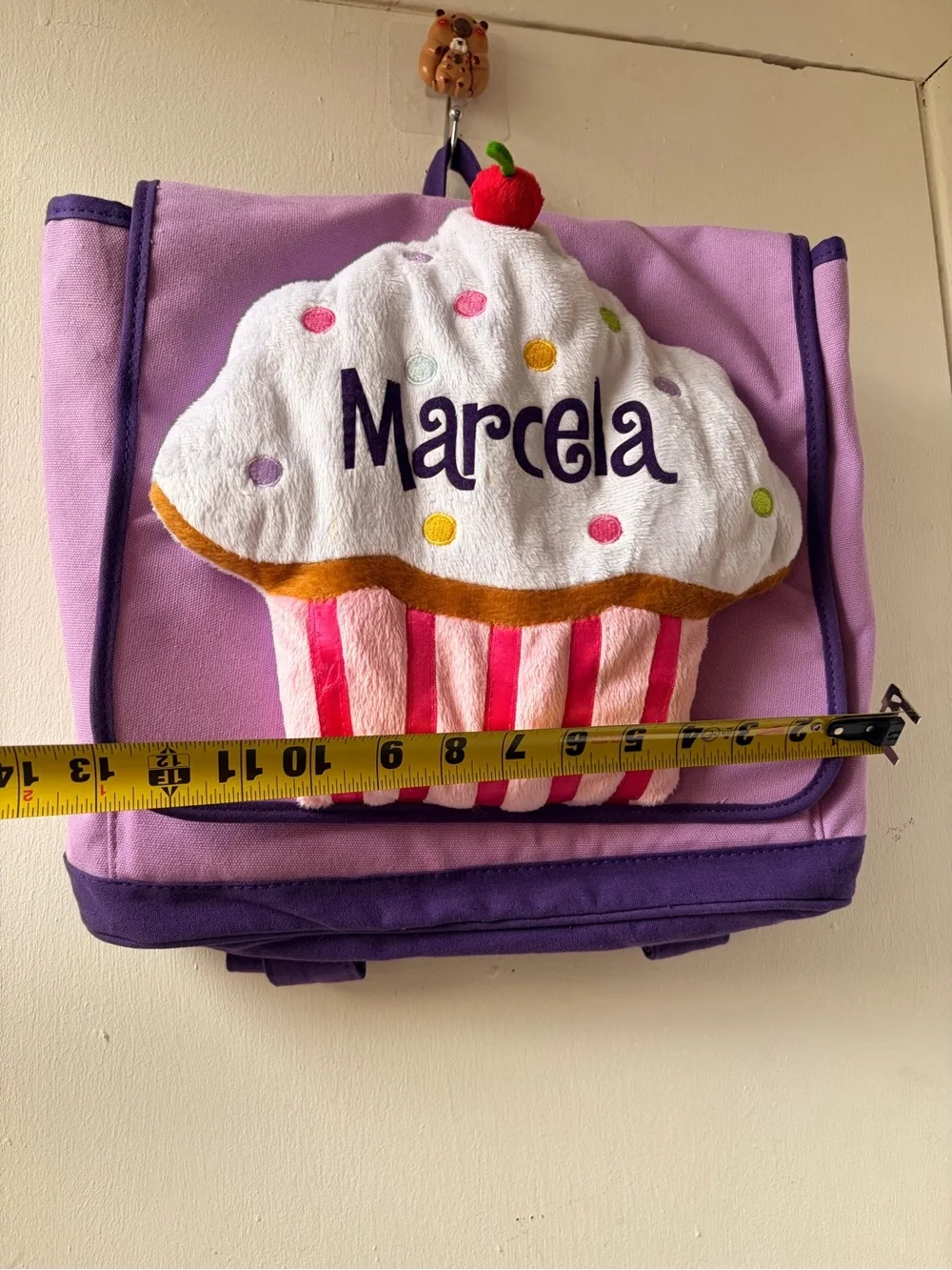 Personalized Purple Cupcake Kids Backpack with Pink Accents
